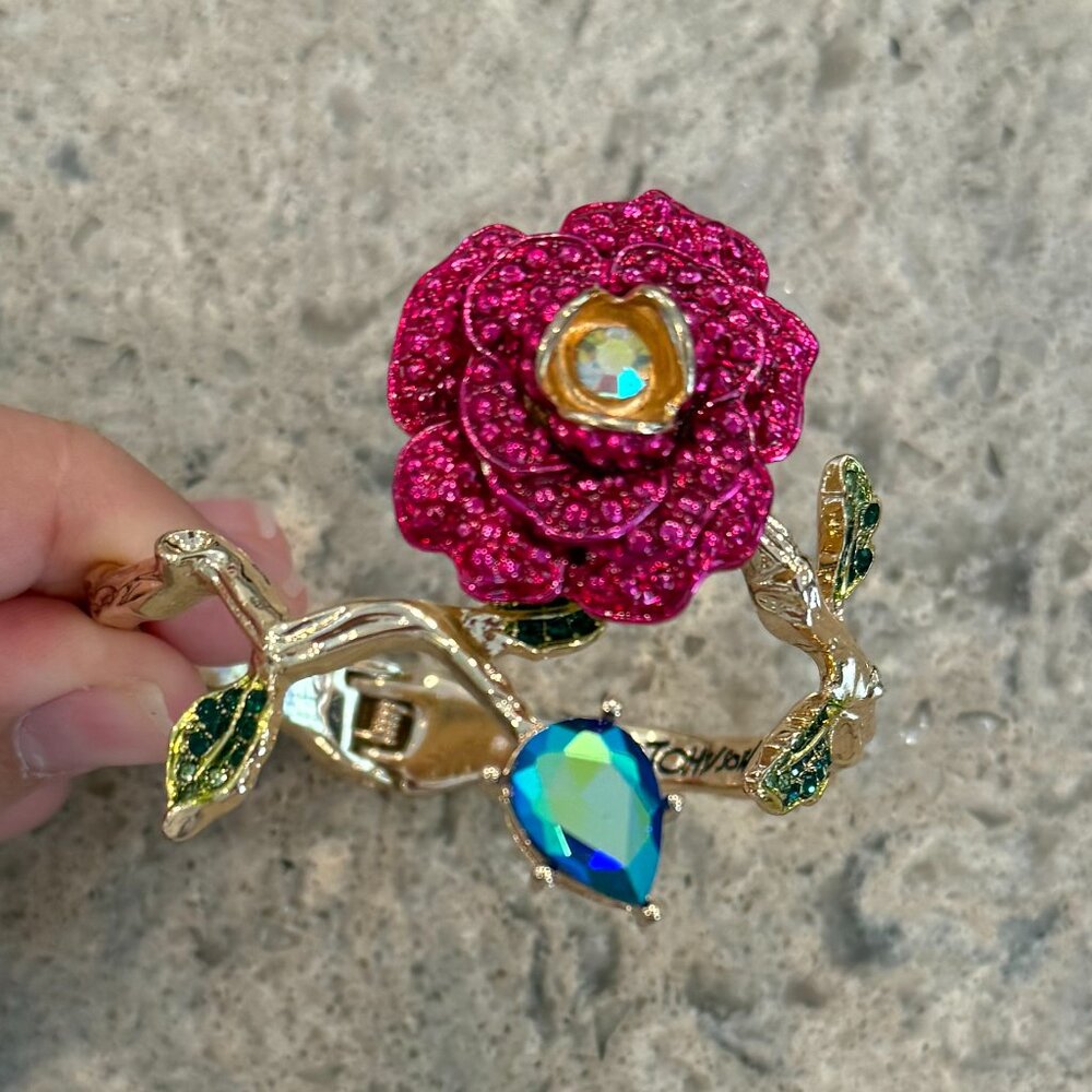 Betsey Johnson Pink and Gold Flower Bracelet